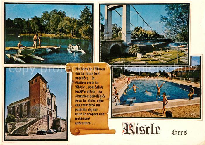 Riscle Kirche Schwimmbad Strand Bruecke