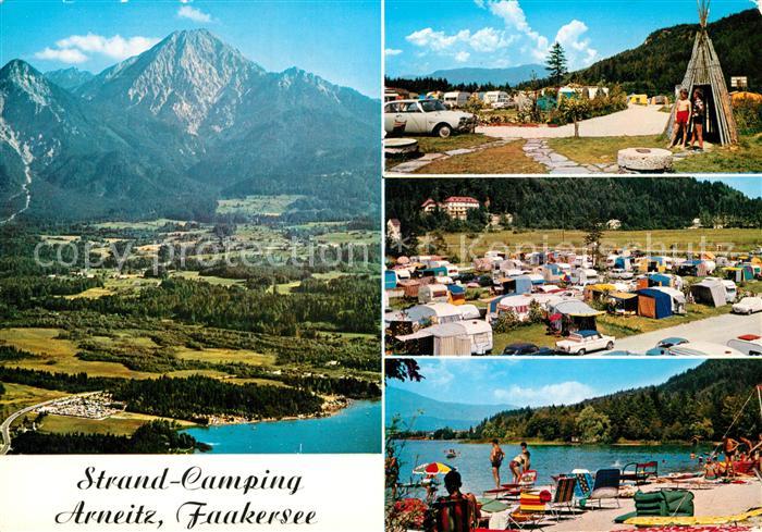 Faak am See Finkenstein Strand Camping Arneitz Alpenpanorama Fliegeraufnahme
