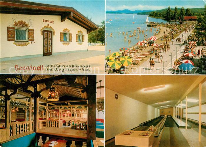Waging See Seestadt beim Strandkurhaus Gaststaette Restaurant Kegelbahn Strand P