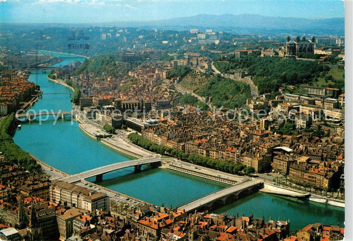 Lyon France Vallee de la Saone et la Colline de Fourvière vue aérienne