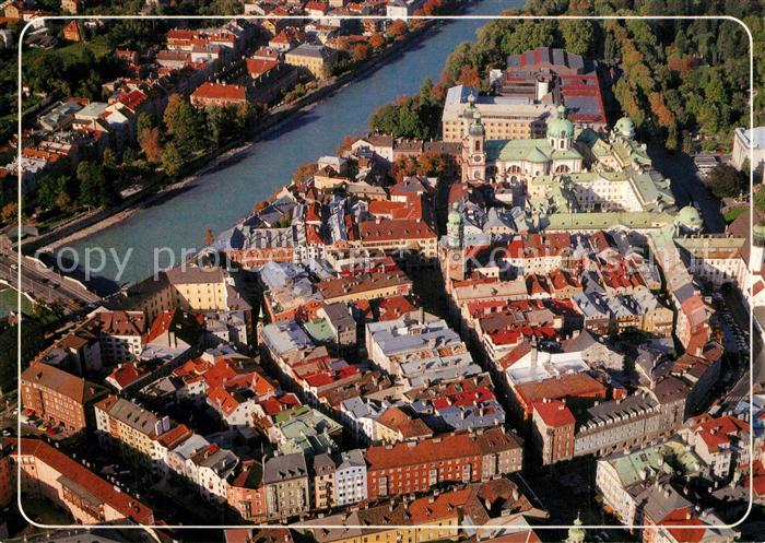 Innsbruck Altstadt mit Innbruecke Fliegeraufnahme