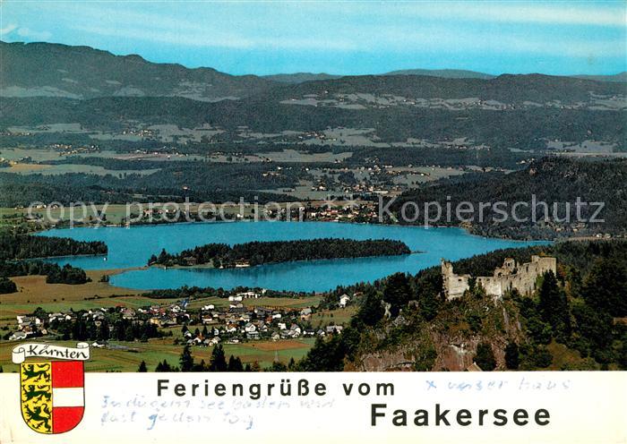 Faak am See Finkenstein Faakersee Ruine Alt Finkenstein Fliegeraufnahme