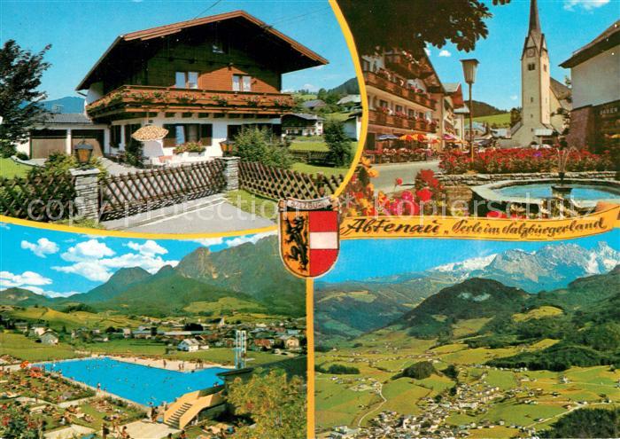 Abtenau Gaestehaus Pension Posch Freibad Ortsmotiv mit Kirche Tennengebirge Flie