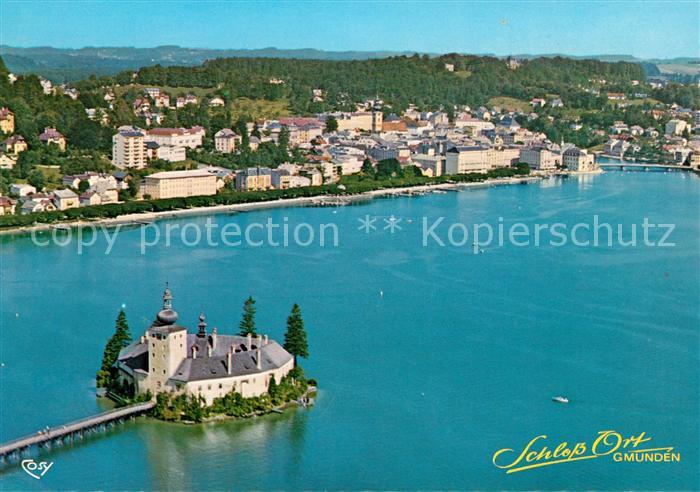 Gmunden Salzkammergut Schloss Ort Traunsee Fliegeraufnahme