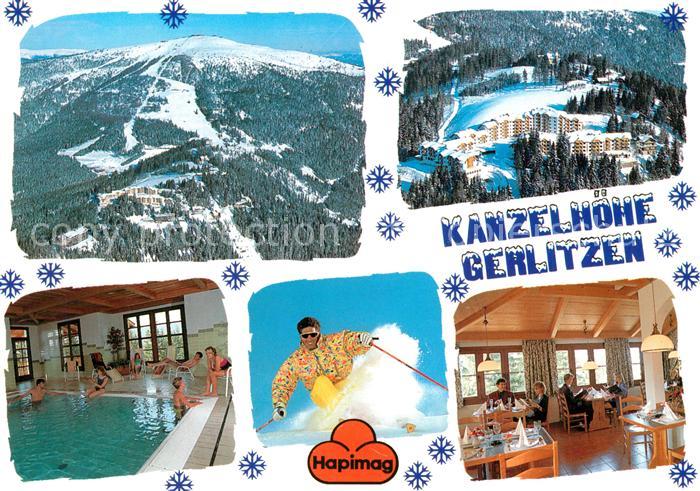 Gerlitzen Schiparadies Kanzelhoehe Berghotels Restaurant Hallenbad Fliegeraufnah