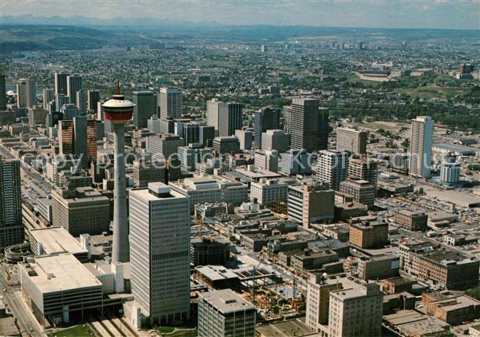Calgary Tower Downtown aerial view