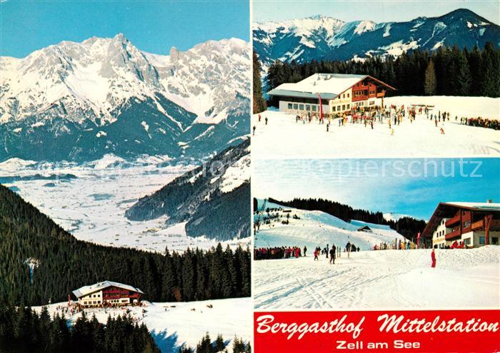 Zell See Berggasthof Mittelstation Wintersportplatz Alpenpanorama