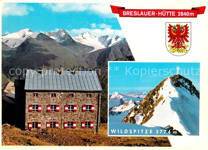 Soelden oetztal Breslauer Huette Wildspitze Gipfelkreuz oetztaler Alpen