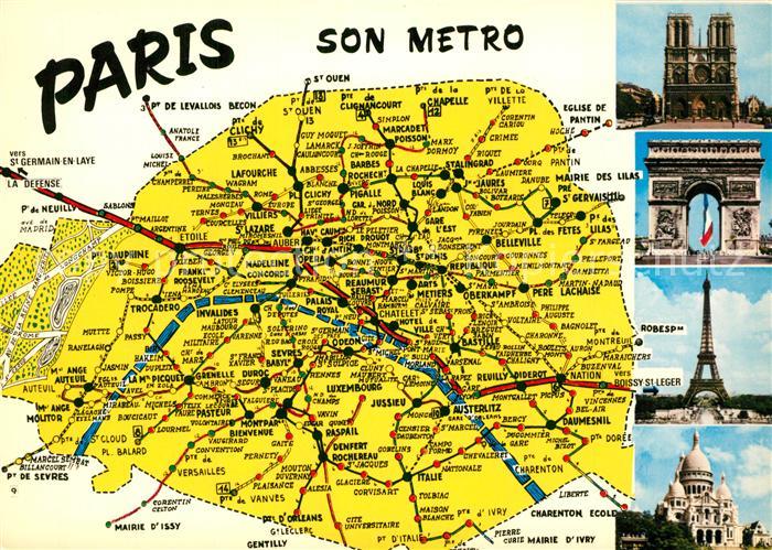Paris Landkarte Metroverbindungen Sehenswuerdigkeiten der Stadt