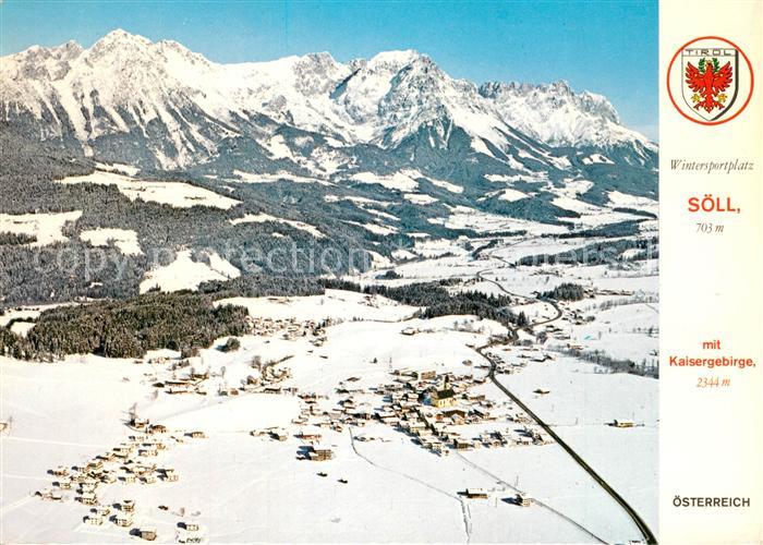 Soell Tirol Winterpanorama Kaisergebirge Fliegeraufnahme