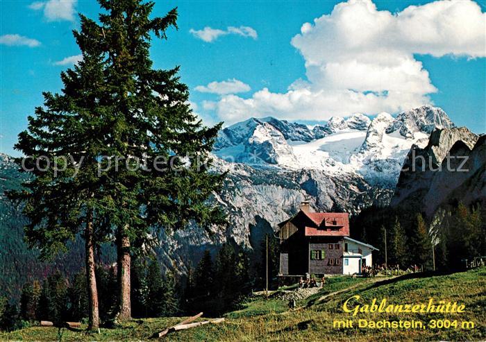 Gosau Oberoesterreich Gablonzerhuette mit Dachsteingebirge