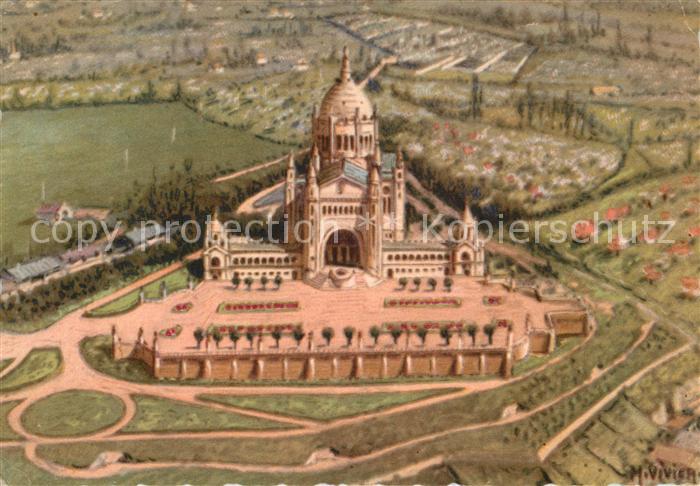 Lisieux Basilique vue aérienne Basilika Kuenstlerkarte