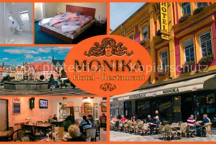 Cheb Eger Hotel Restaurant Monika Strassencafe Platz Brunnen