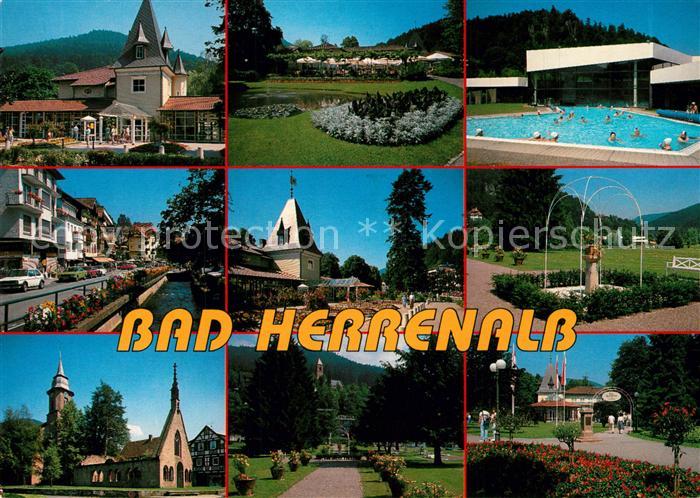 Bad Herrenalb Schwimmbad Kirche Park Brunnen Stadtansicht