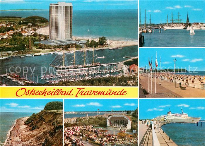 Travemuende Ostseebad Hochhaus Hafen Strand Promenade Konzerthalle Steilufer