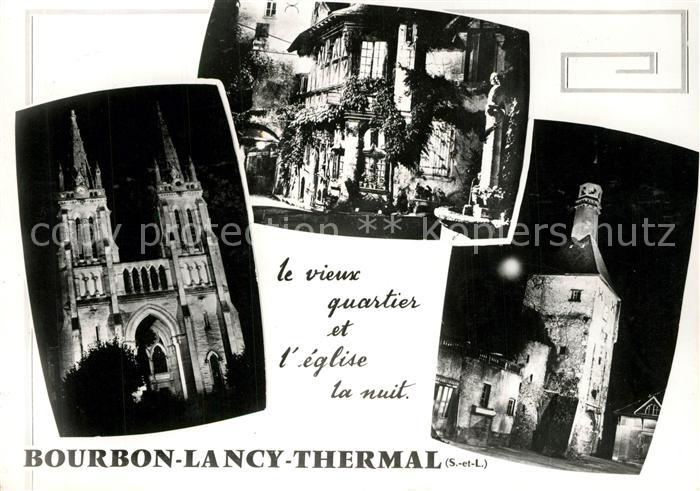 Bourbon-Lancy Thermal Vieux quartier Kirche Nacht