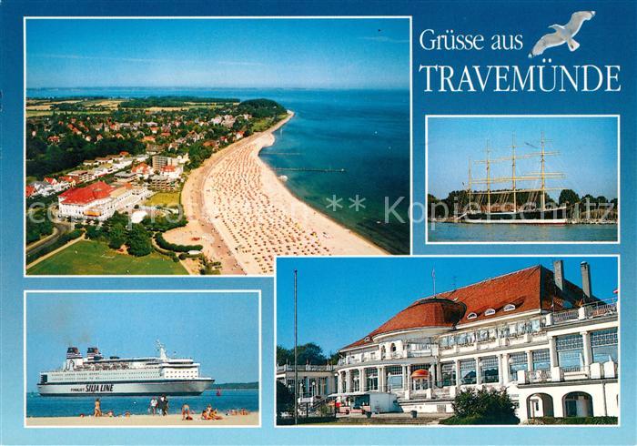 Travemuende Ostseebad Fliegeraufnahme  Kurhaus Segelschiff Strand Silja Line