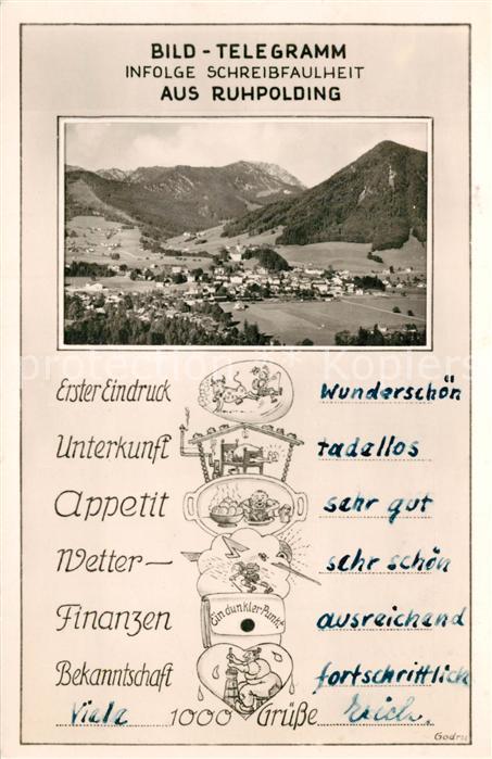 Ruhpolding Gesamtansicht mit Alpenpanorama Bild Telegramm