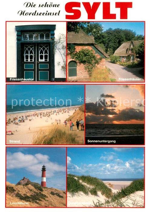 Westerland Sylt Friesenhaeuser Strand Leuchtturm Duenen Sonnenuntergang