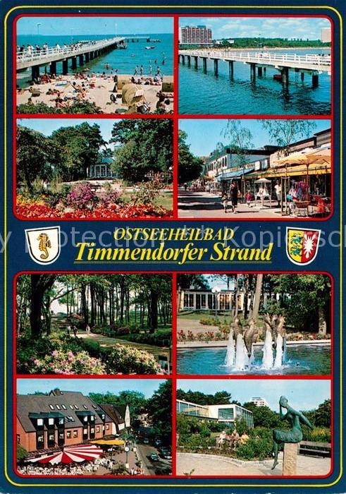 Timmendorfer Strand Ostseeheilbad Seebruecke Souvenirlaeden Promenade Park Skulp