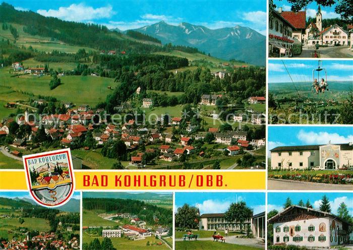 Bad Kohlgrub Gesamtansicht mit Alpenpanorama Ortsansichten Sessellift Wappen Fli