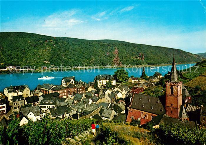 Assmannshausen Ortsansicht mit Kirche Rhein