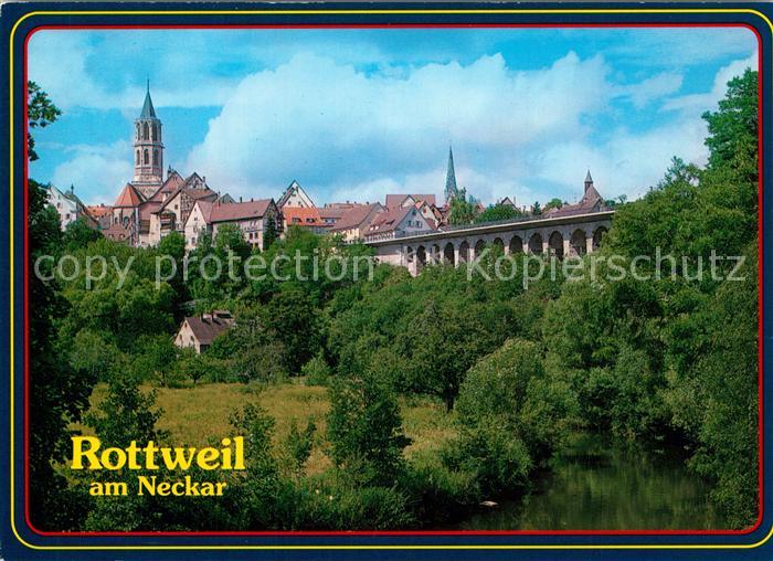Rottweil Neckar Partie am Neckar Altstadt Kirche Bruecke