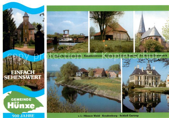 Huenxe Haus Schwarzenstein Kanalschleuse Scheune Raashof Kirche Huenxer Wald Kru