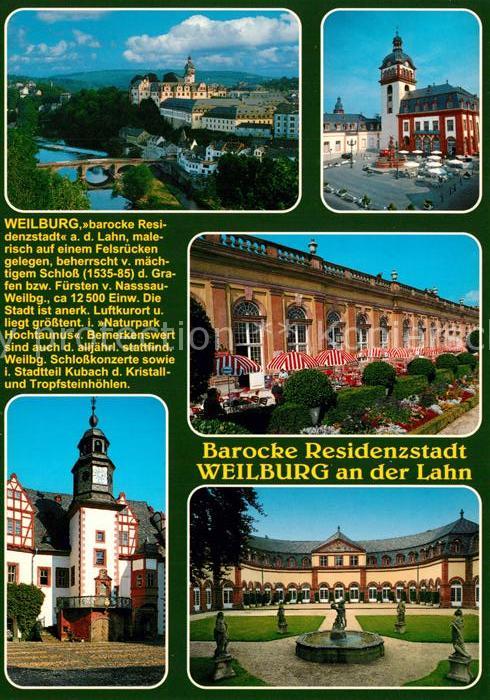 Weilburg Stadtpanorama mit Lahn und Schloss Marktplatz Orangerie Schlosshof
