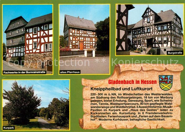 Gladenbach Hessen Fachwerke Bornrainstrasse Pfarrhaus Burgstrasse Kurpark