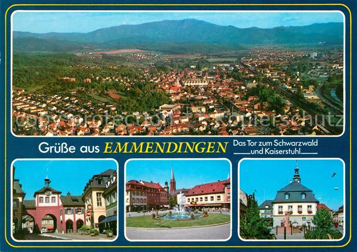 Emmendingen Tor zu Schwarzwald und Kaiserstuhl Fliegeraufnahme Torbogen Platz Fo