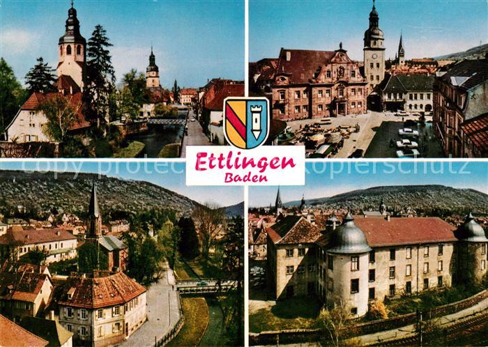 Ettlingen Stadtansichten Kirche Rathaus Schloss