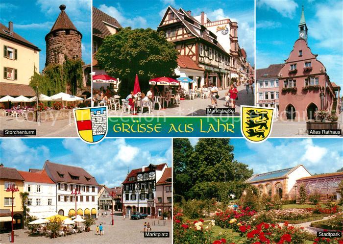 Lahr Baden Storchenturm Marktstrasse Strassencafe Rathaus Stadtpark Marktplatz W