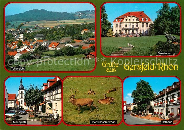Gersfeld Rhoen Teilansicht Sanatorium Rathaus Marktplatz Hochwildschutzpark
