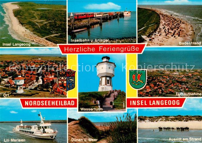 Langeoog Nordseebad Nordseeinsel Fliegeraufnahme Inselbahn Anleger Wasserturm Du
