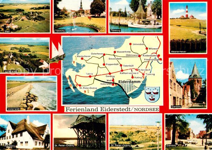 Eiderstedt Gemeinden der Halbinsel Landkarte