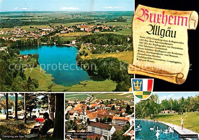 Buxheim Memmingen Camping am See Kartause Schwanenidyll Chronik Fliegeraufnahme