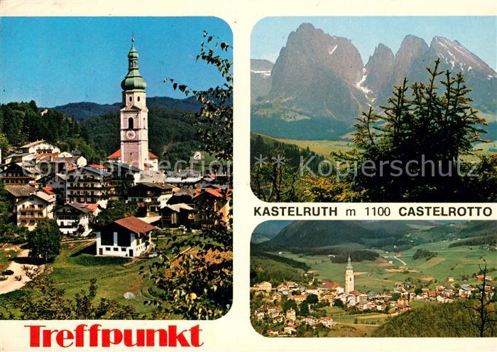 Kastelruth Suedtirol Ortsansicht mit Kirche Landschaftspanorama Dolomiten
