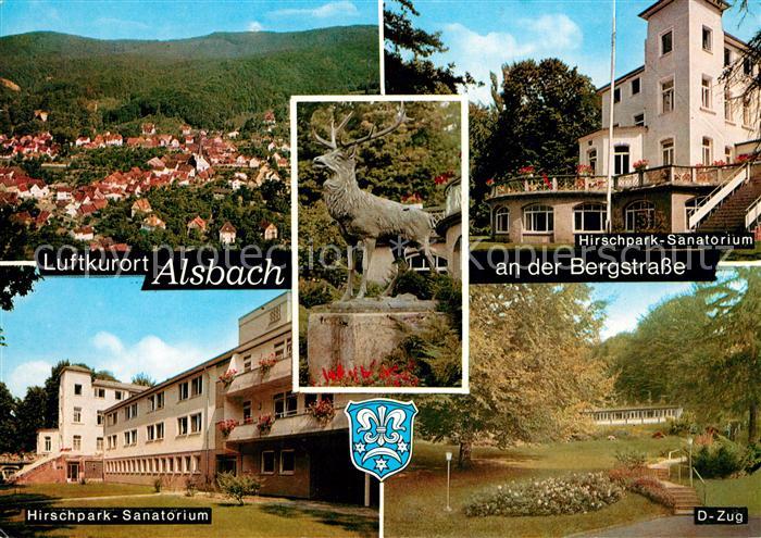 Alsbach Bergstrasse Panorama Luftkurort Hirschpark Sanatorium Hirschskulptur D-Z