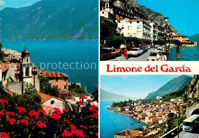 Limone sul Garda Ortsmotiv mit Kirche Uferstrasse Tunnel Gardasee