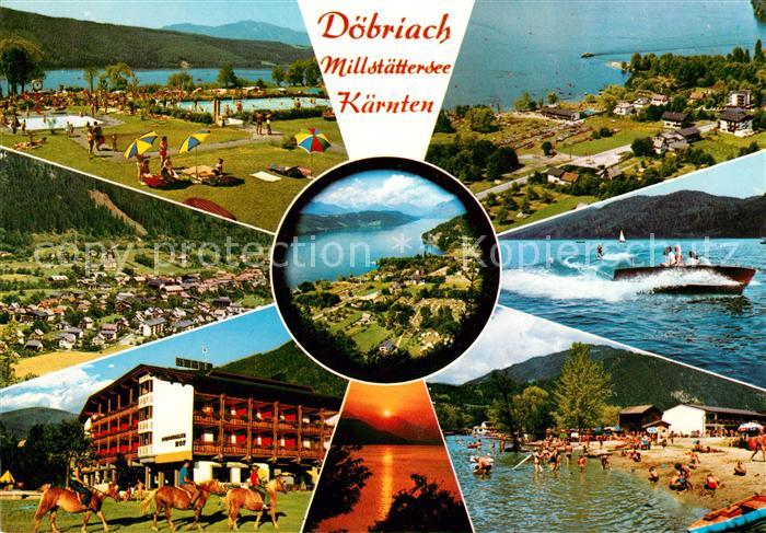 Doebriach Millstaettersee Freibad Badestrand Hotel Reiten Sonnenuntergang Wasser