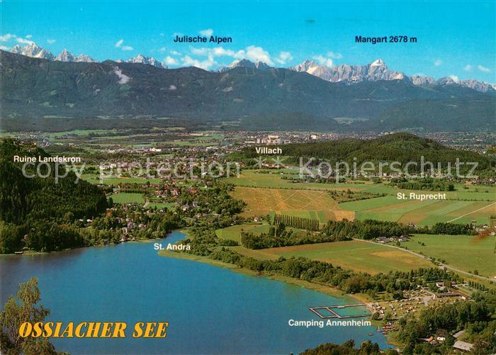 Ossiachersee Feriengebiet Julische Alpen Fliegeraufnahme