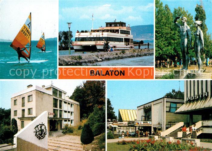 Balaton Plattensee Windsurfen Faehre Statuen Hotel Restaurant Postamt