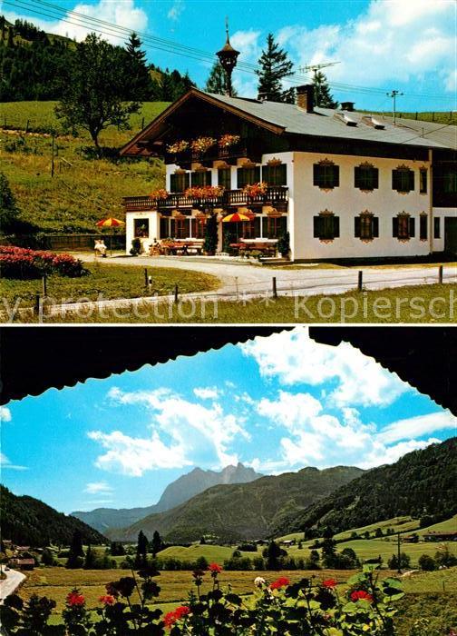 Schwendt Pension Forellenhof Blick zum Wilden Kaiser Kaisergebirge