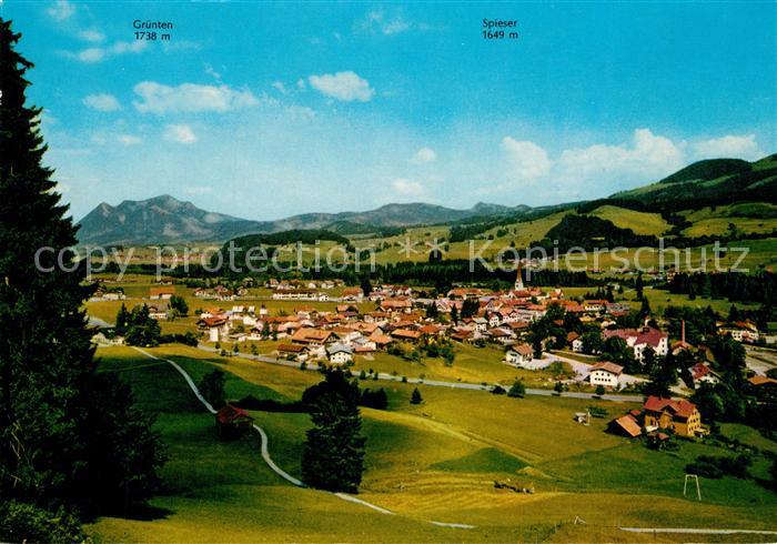 Fischen Allgaeu Panorama Blick zum Gruenten Spieser Allgaeuer Alpen