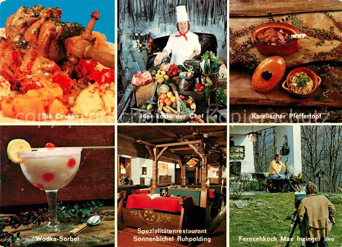 Ruhpolding Gasthof Rotisserie Sonnenbichel Spezialitaeten des Hauses Fernsehkoch