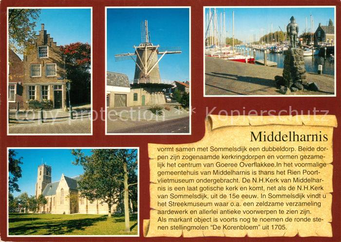 Middelharnis Giebelhaus Kirche Windmuehle Hafen Denkmal