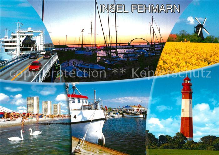 Insel Fehmarn Bruecke Hafen Windmuehle Strand Leuchtturm