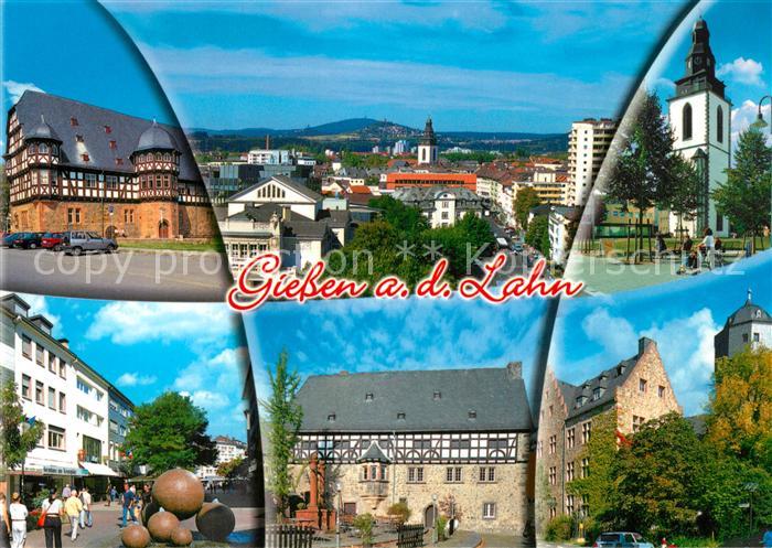 Giessen Lahn Fachwerkhaus Panorama Kirche Strassenpartie Rathaus