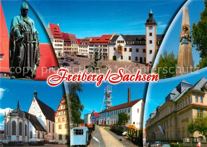 Freiberg Sachsen Statue Marktplatz Obelisk Kirche
